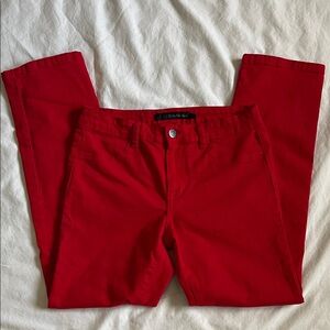 Calvin Klein Mid Rise Skinny Jeans Red Denim Statement Pants Bold Casual Preppy